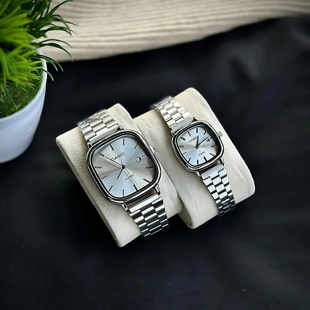 Casio Gri Vintage Saat Seti Vişne Kırmızısı