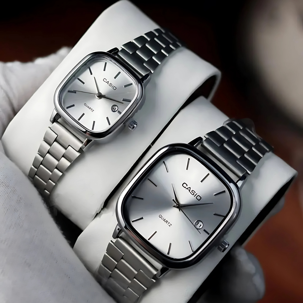 Casio Gri Vintage Saat Seti Kar Beyazı