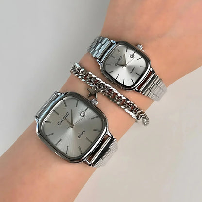 Casio Gri Vintage Saat Seti Kar Beyazı