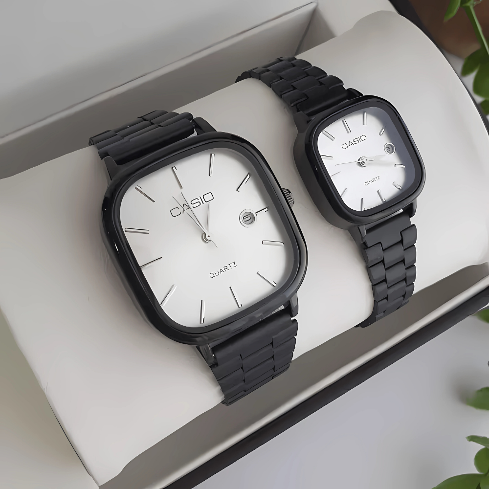 Casio Siyah Vintage Saat Seti Kar Beyazı