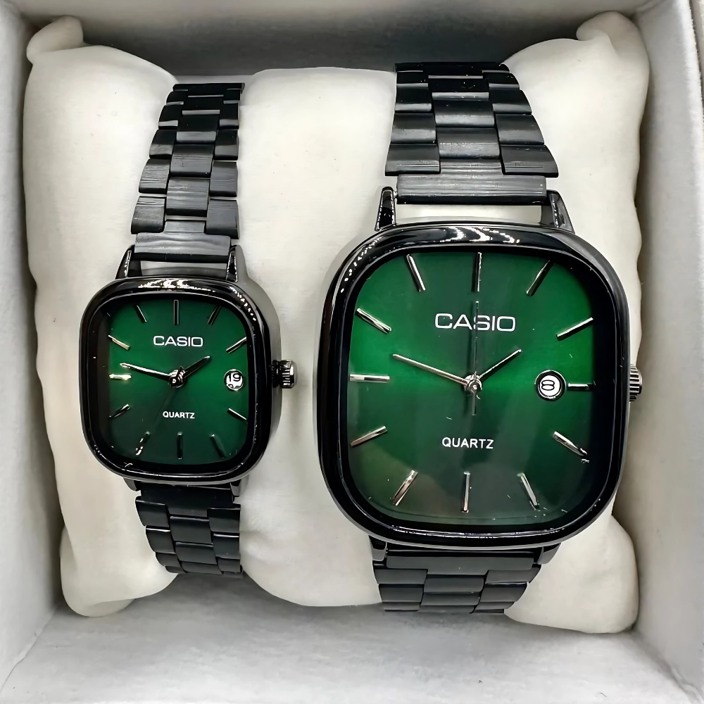 Casio Siyah Vintage Saat Seti Çam Yeşili