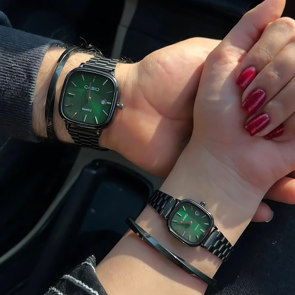 Casio Siyah Vintage Saat Seti Çam Yeşili