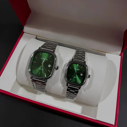 Casio Gri Vintage Saat Seti Çam Yeşili