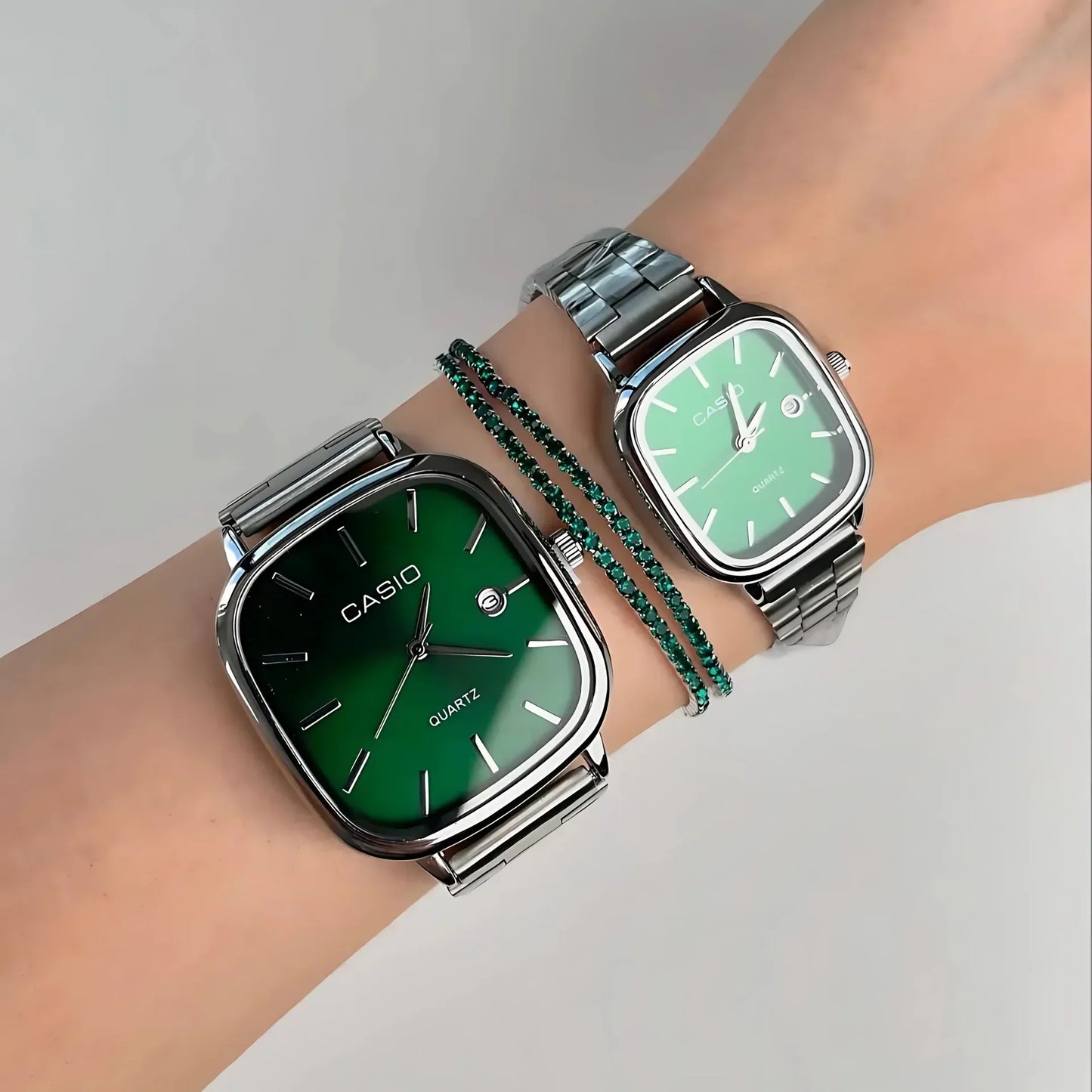 Casio Gri Vintage Saat Seti Çam Yeşili