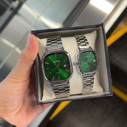 Casio Gri Vintage Saat Seti Çam Yeşili