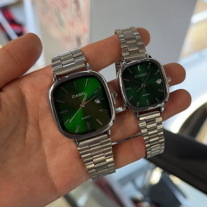 Casio Gri Vintage Saat Seti Çam Yeşili