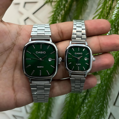 Casio Gri Vintage Saat Seti Çam Yeşili