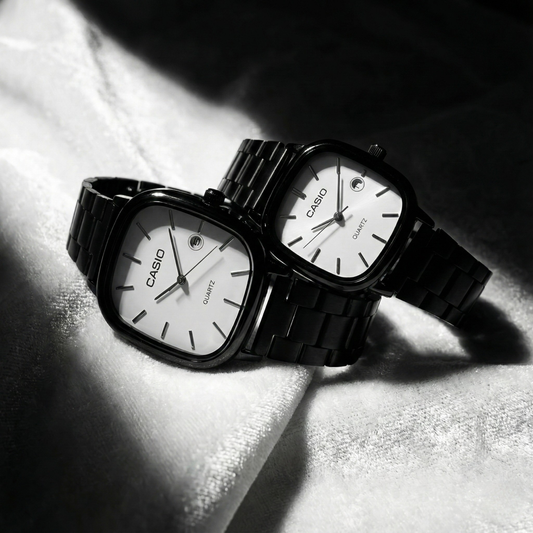 Casio Siyah Vintage Saat Seti Kar Beyazı
