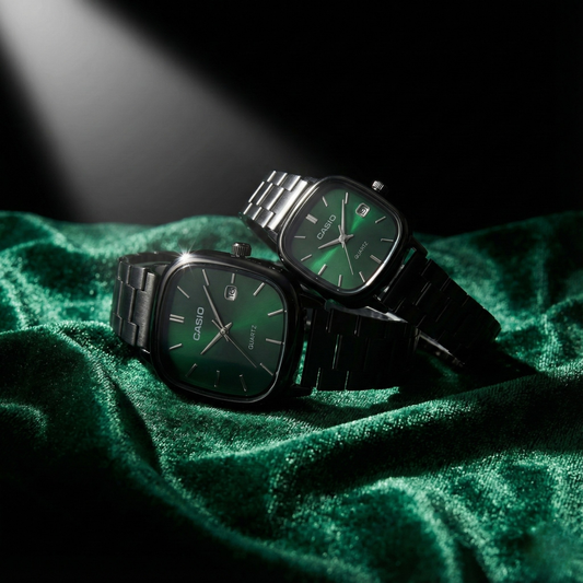 Casio Siyah Vintage Saat Seti Çam Yeşili