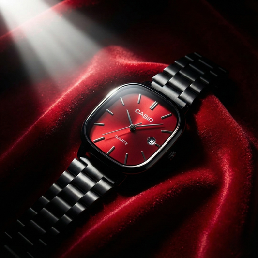 Casio Siyah Vintage Saat Vişne Kırmızısı